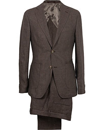  Einar Linen Patch Pocket Suit Brown