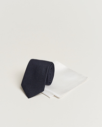  Set Tie Navy & Handkercheif White