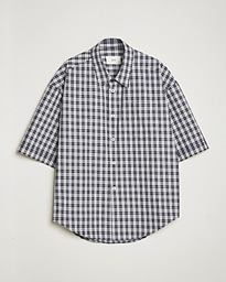AMI Boxy Fit Short Sleeve Shirt Navy Check