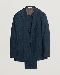 Brunello Cucinelli Wool, Linen & Silk Suit Blue Melange 48