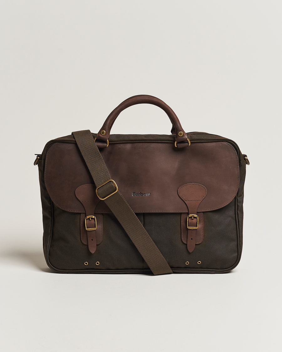 Herre |  | Barbour Lifestyle | Wax Leather Breifcase Olive