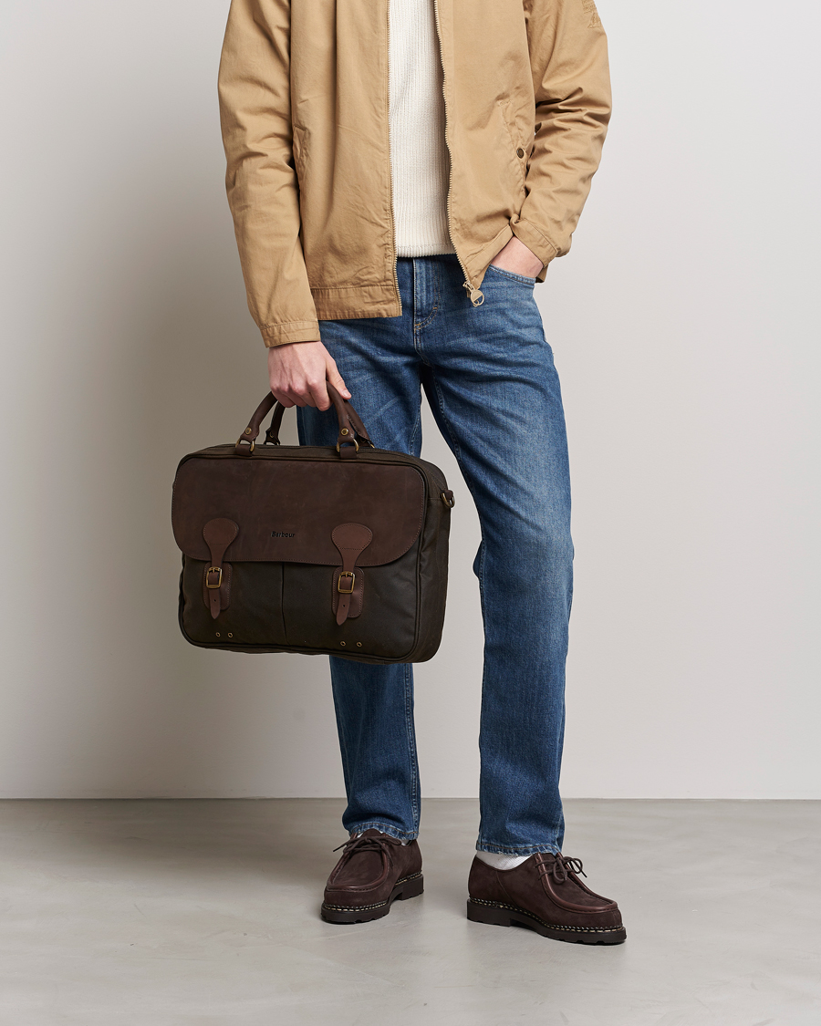 Herre | Skuldertasker | Barbour Lifestyle | Wax Leather Briefcase Olive