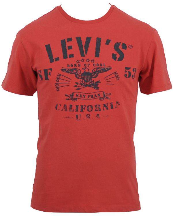 Herre | T-Shirts | Levi's | Levis SS Eagle 53 Logo Tee Sun Down Red