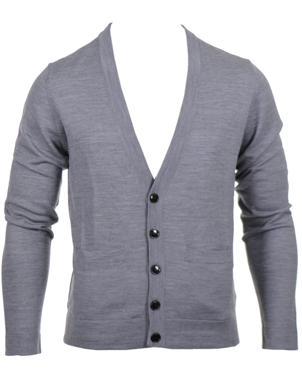 Herre | Trøjer | Filippa K | Fine Merino V-Neck Cardigan Grey Melange