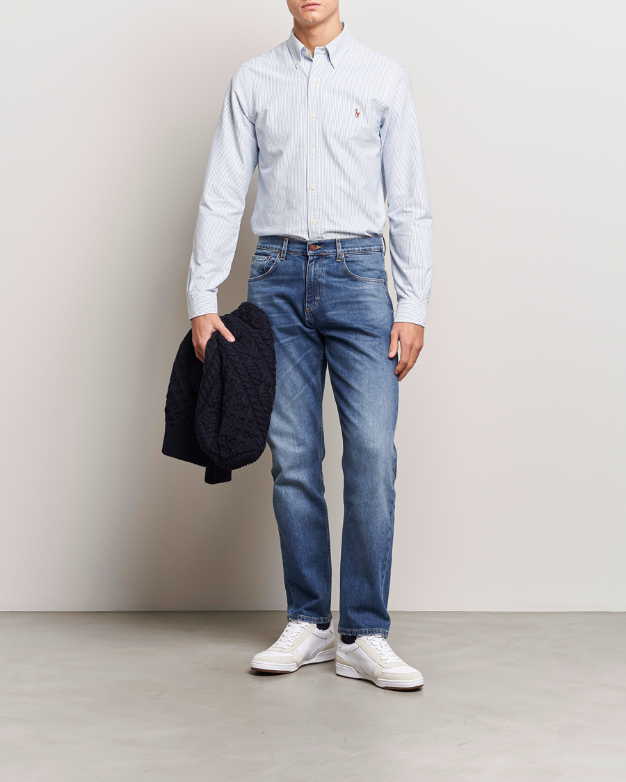 Herre | Preppy AuthenticGAMMAL | Polo Ralph Lauren | Slim Fit Shirt Oxford Stripes Blue