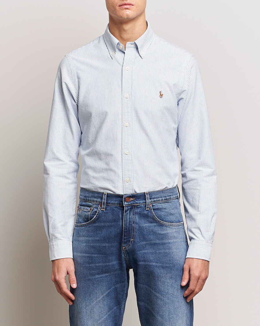Herre | Casual | Polo Ralph Lauren | Slim Fit Shirt Oxford Stripes Blue