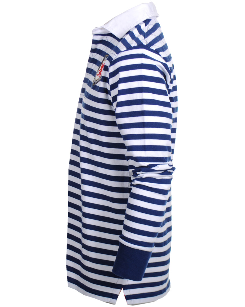 Herre | Trøjer | Hackett | London Quilt Stripe Rugger Blue/White