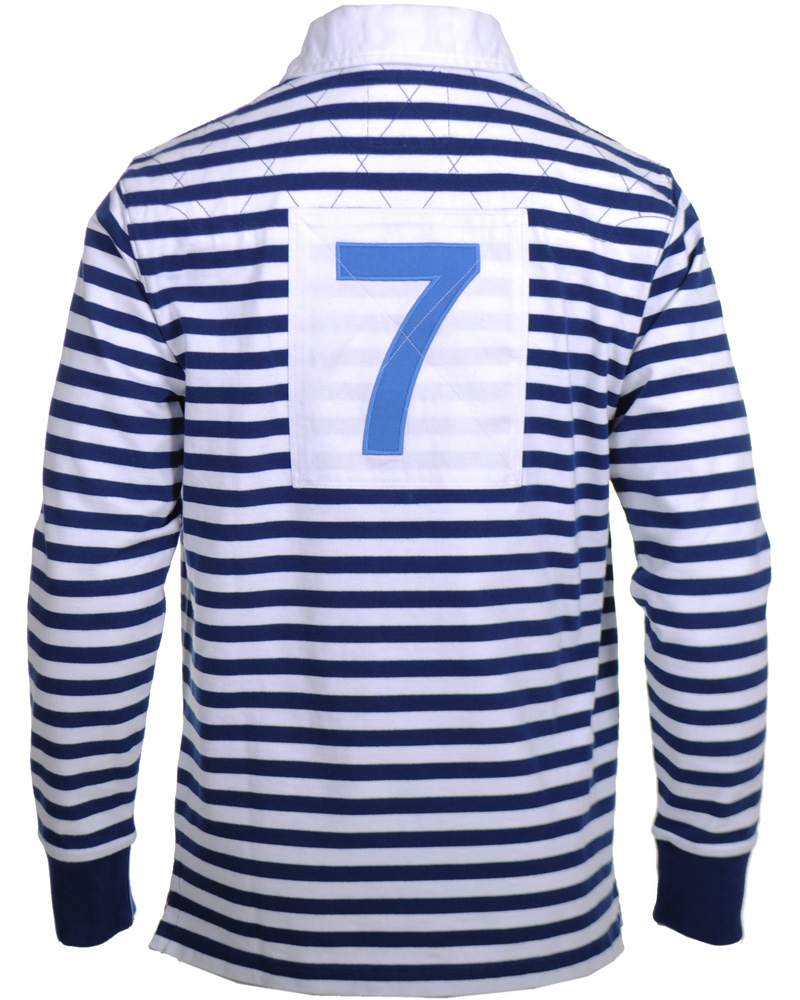 Herre | Trøjer | Hackett | London Quilt Stripe Rugger Blue/White