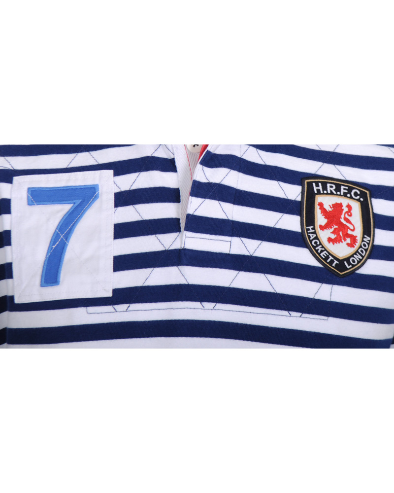 Herre | Trøjer | Hackett | London Quilt Stripe Rugger Blue/White