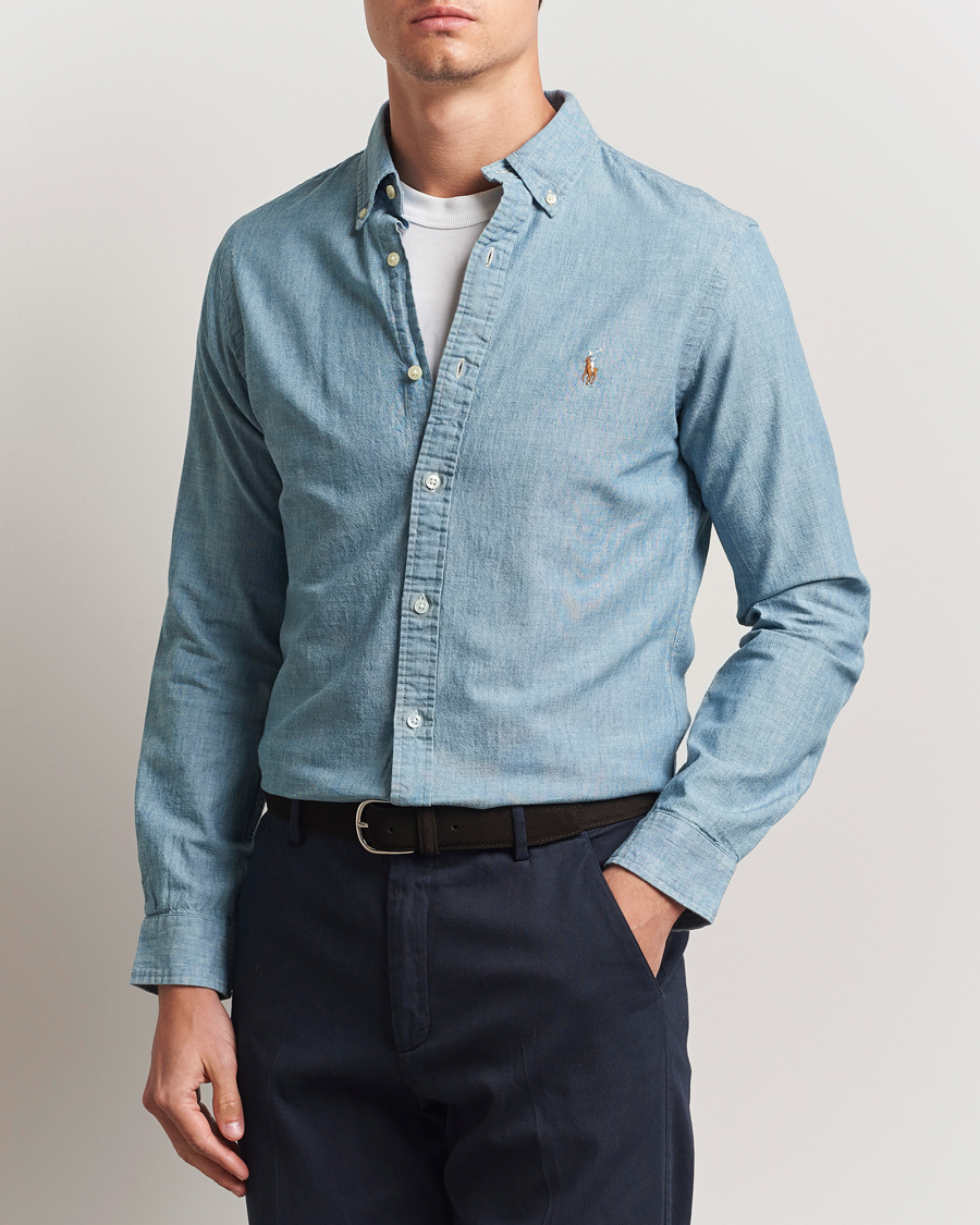 Herre | Preppy Authentic | Polo Ralph Lauren | Slim Fit Chambray Shirt Washed