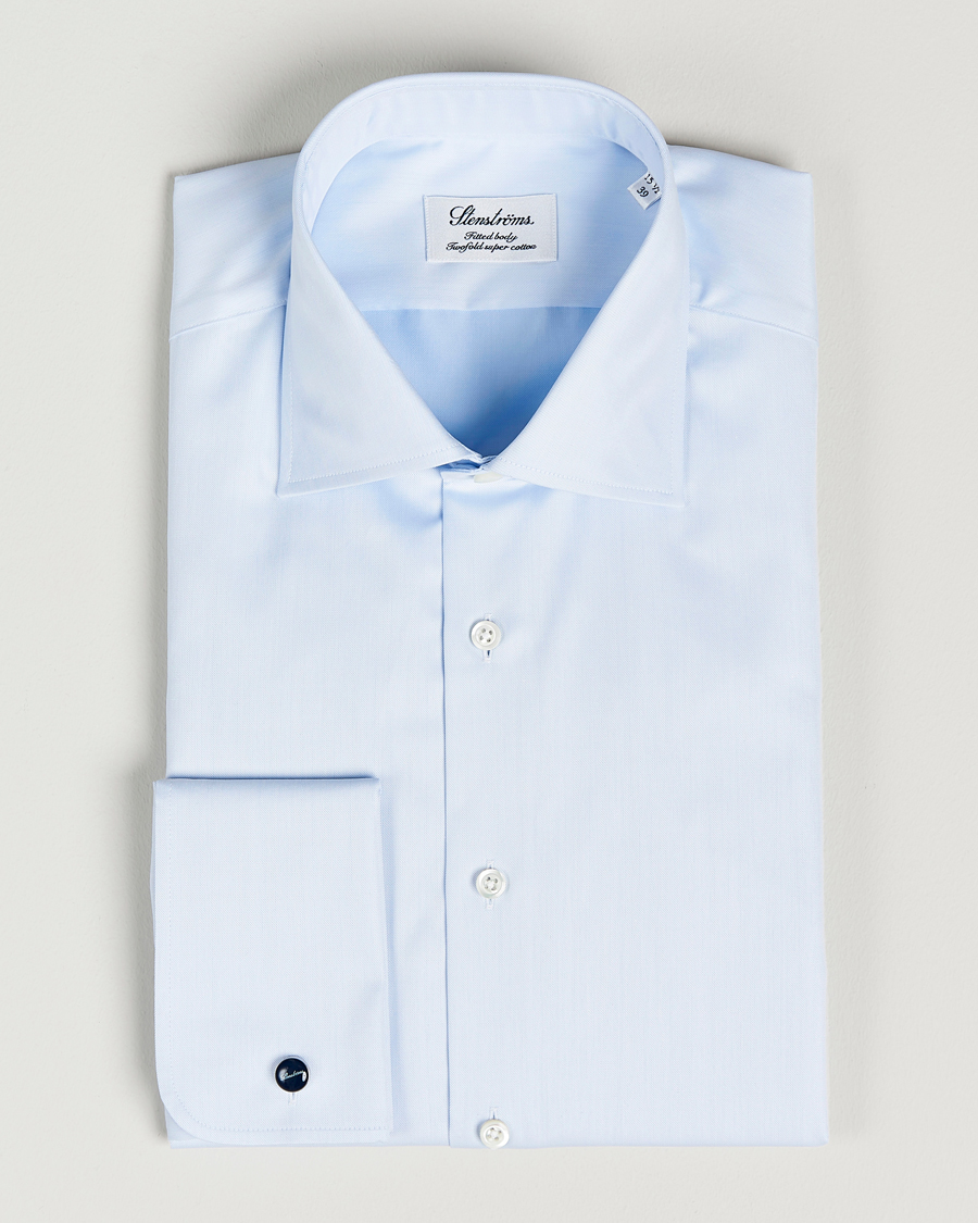 Herre |  | Stenströms | Fitted Body Shirt Double Cuff Blue