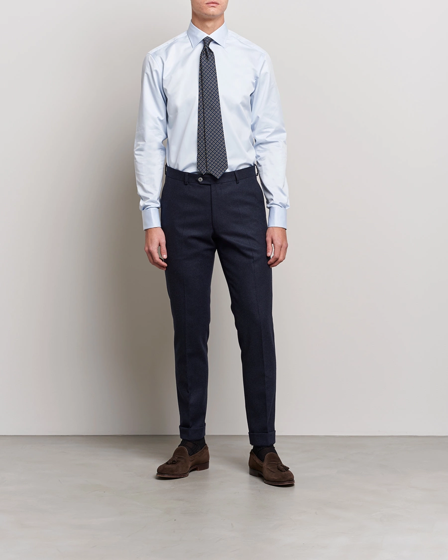 Herr |  | Stenströms | Fitted Body Shirt Double Cuff Blue