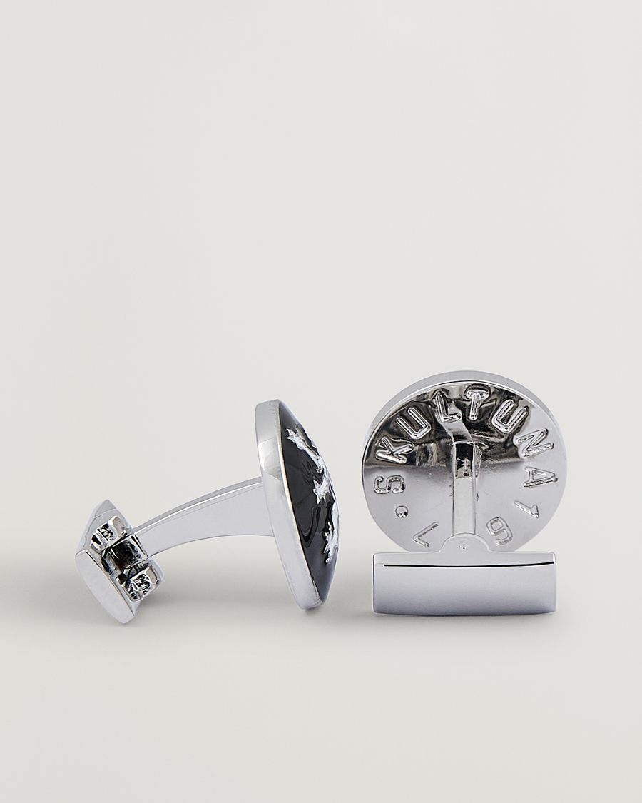 Herre | Black Tie | Skultuna | Cuff Links The Lion Silver/Black/White