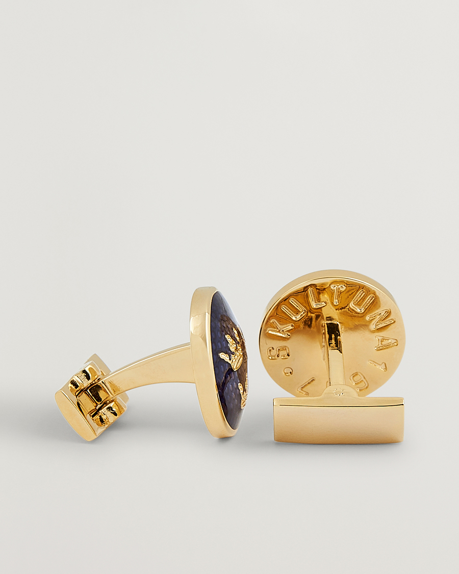 Herre | Manchetknapper | Skultuna | Cuff Links Tre Kronor Gold/Royal Blue