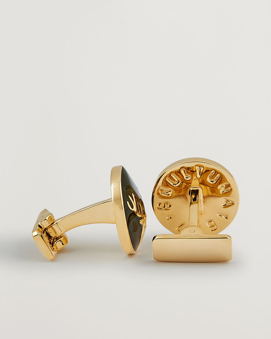 Herre | Black Tie | Skultuna | Cuff Links Hunter Dear Gold/Green