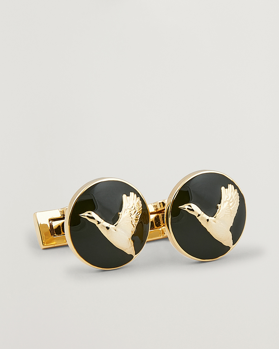 Herre | Skultuna Cuff Links Hunter Flying Duck Gold/Green | Skultuna | Cuff Links Hunter Flying Duck Gold/Green