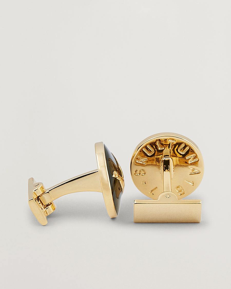 Herre | Black Tie | Skultuna | Cuff Links Hunter Flying Duck Gold/Green