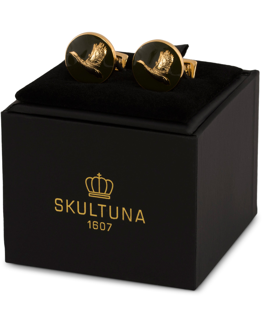 Herre | Skultuna Cuff Links Hunter Flying Duck Gold/Green | Skultuna | Cuff Links Hunter Flying Duck Gold/Green