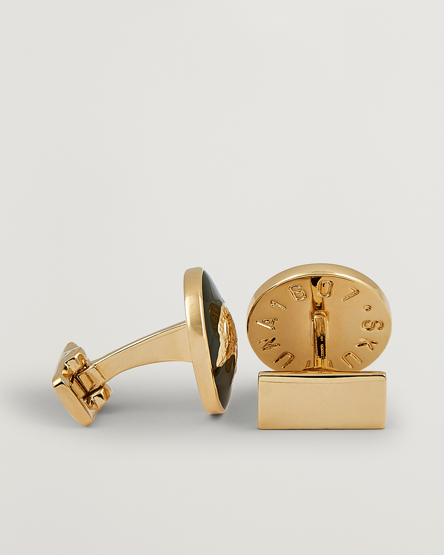 Herre | Skultuna Cuff Links Hunter Wild Boar Gold/Green | Skultuna | Cuff Links Hunter Wild Boar Gold/Green
