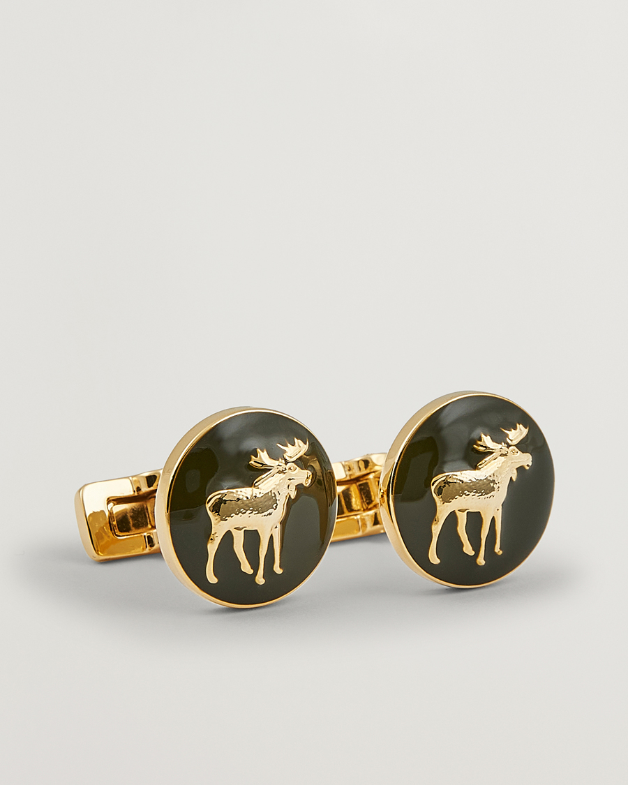 Herre | Skultuna Cuff Links Hunter The Moose Gold/Green | Skultuna | Cuff Links Hunter The Moose Gold/Green