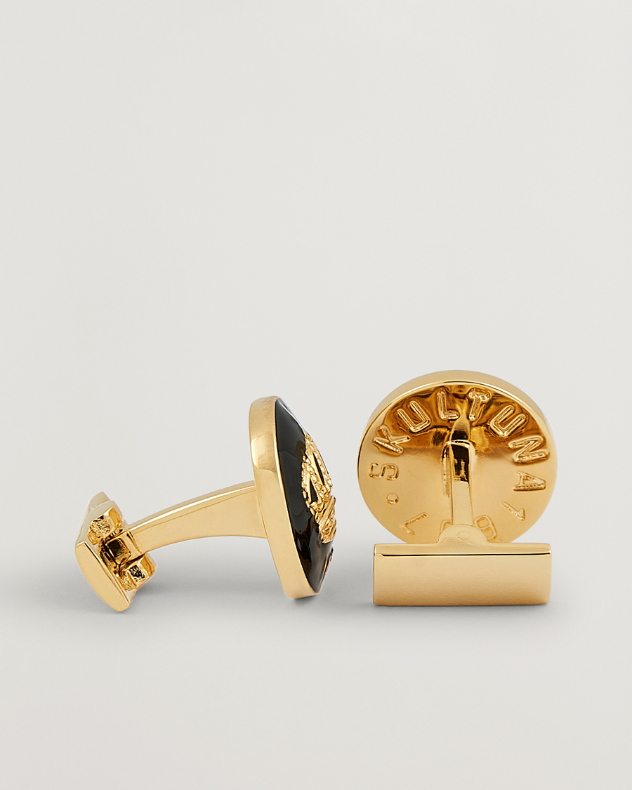 Herre | Black Tie | Skultuna | Cuff Links The Crown Gold/Baroque Black