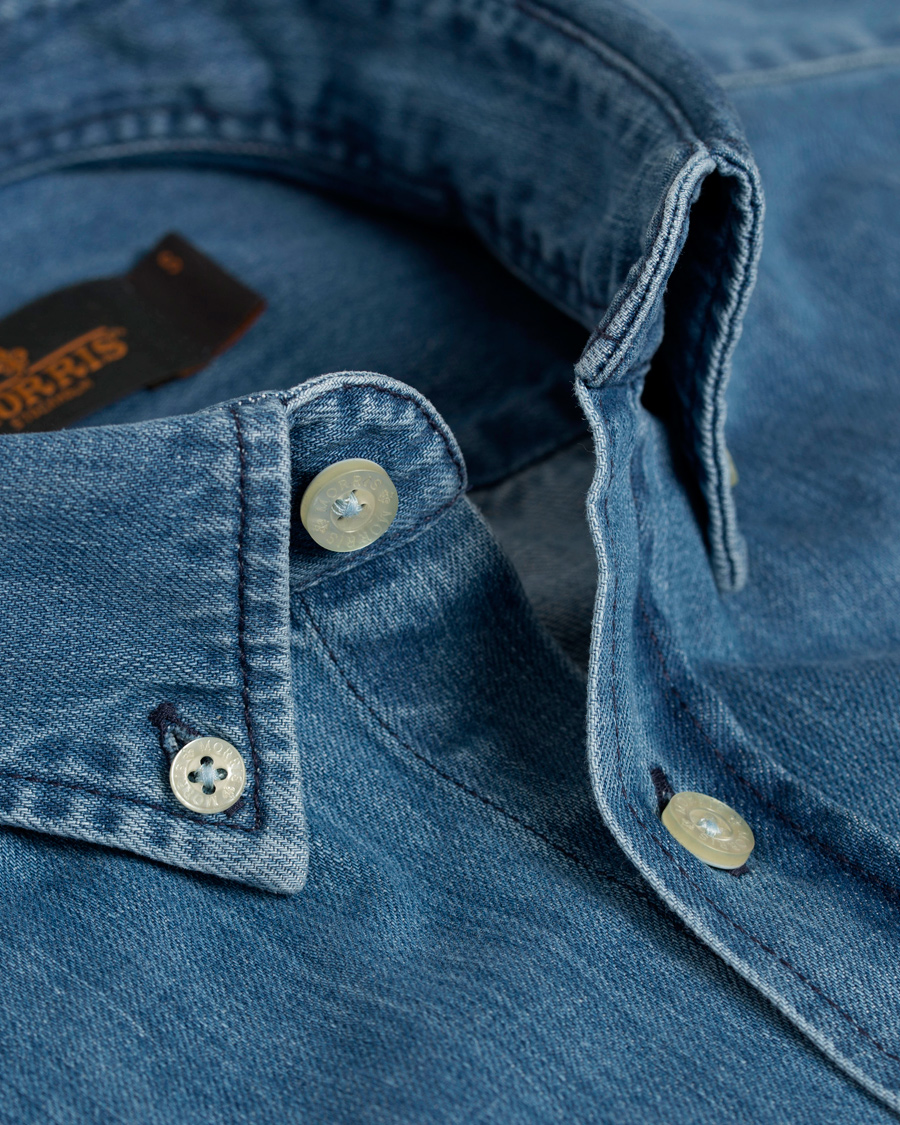 Herre | Skjorter | Morris | Cary Grant Denim Shirt Light Blue