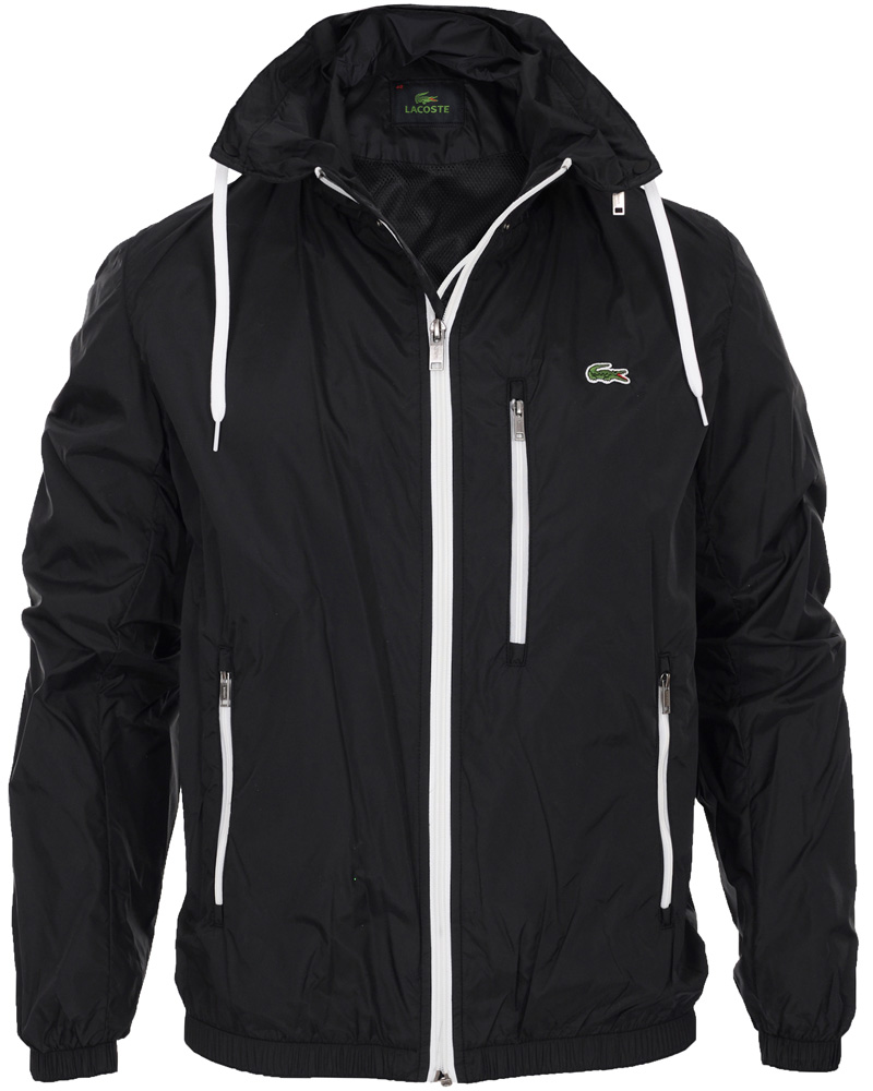 Herre | Jakker | Lacoste | Hood Windbreaker Jacket Black/White
