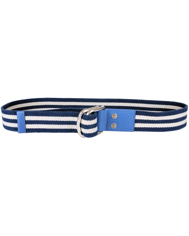 Herre | Hackett Washed D-Ring Belt 4 cm Navy/Ivory | Hackett | Washed D-Ring Belt 4 cm Navy/Ivory