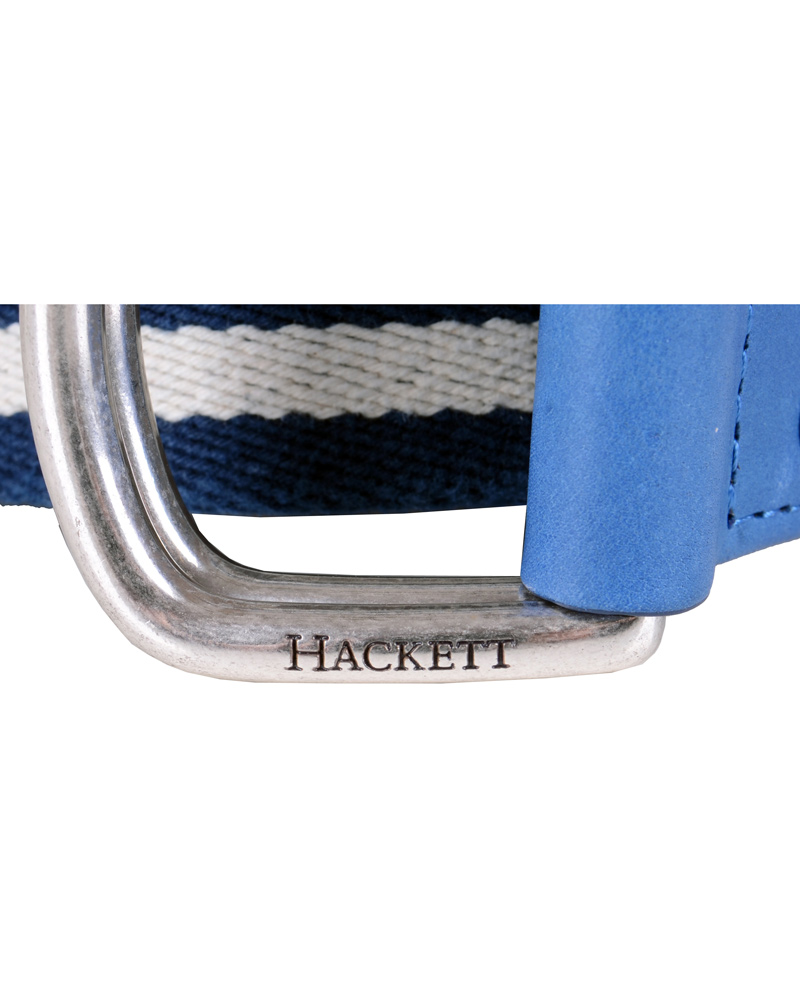 Herre | Hackett Washed D-Ring Belt 4 cm Navy/Ivory | Hackett | Washed D-Ring Belt 4 cm Navy/Ivory