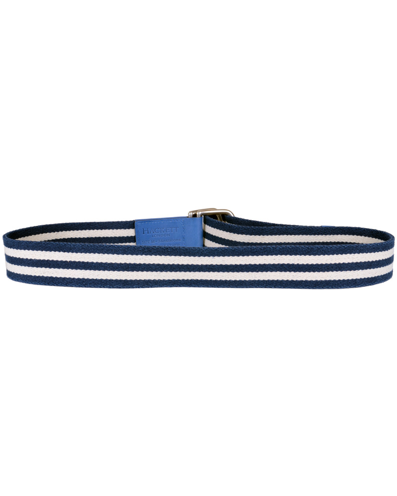 Herre | Hackett Washed D-Ring Belt 4 cm Navy/Ivory | Hackett | Washed D-Ring Belt 4 cm Navy/Ivory