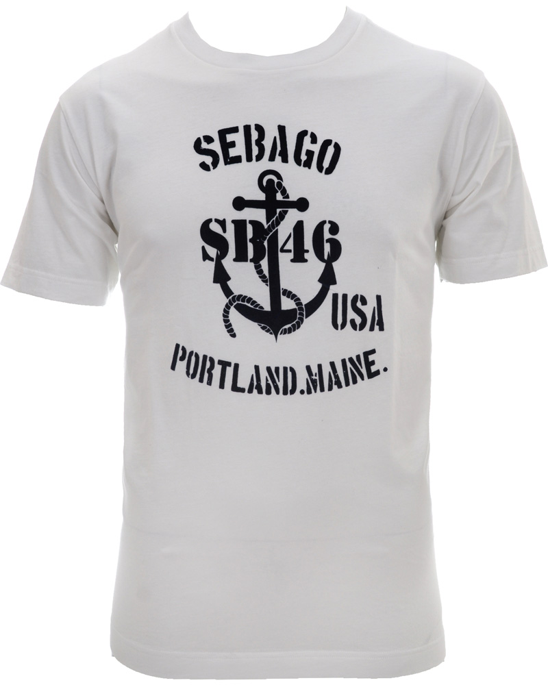 Herre | T-Shirts | Sebago | Anchor Tee Print T-Shirt Sail White