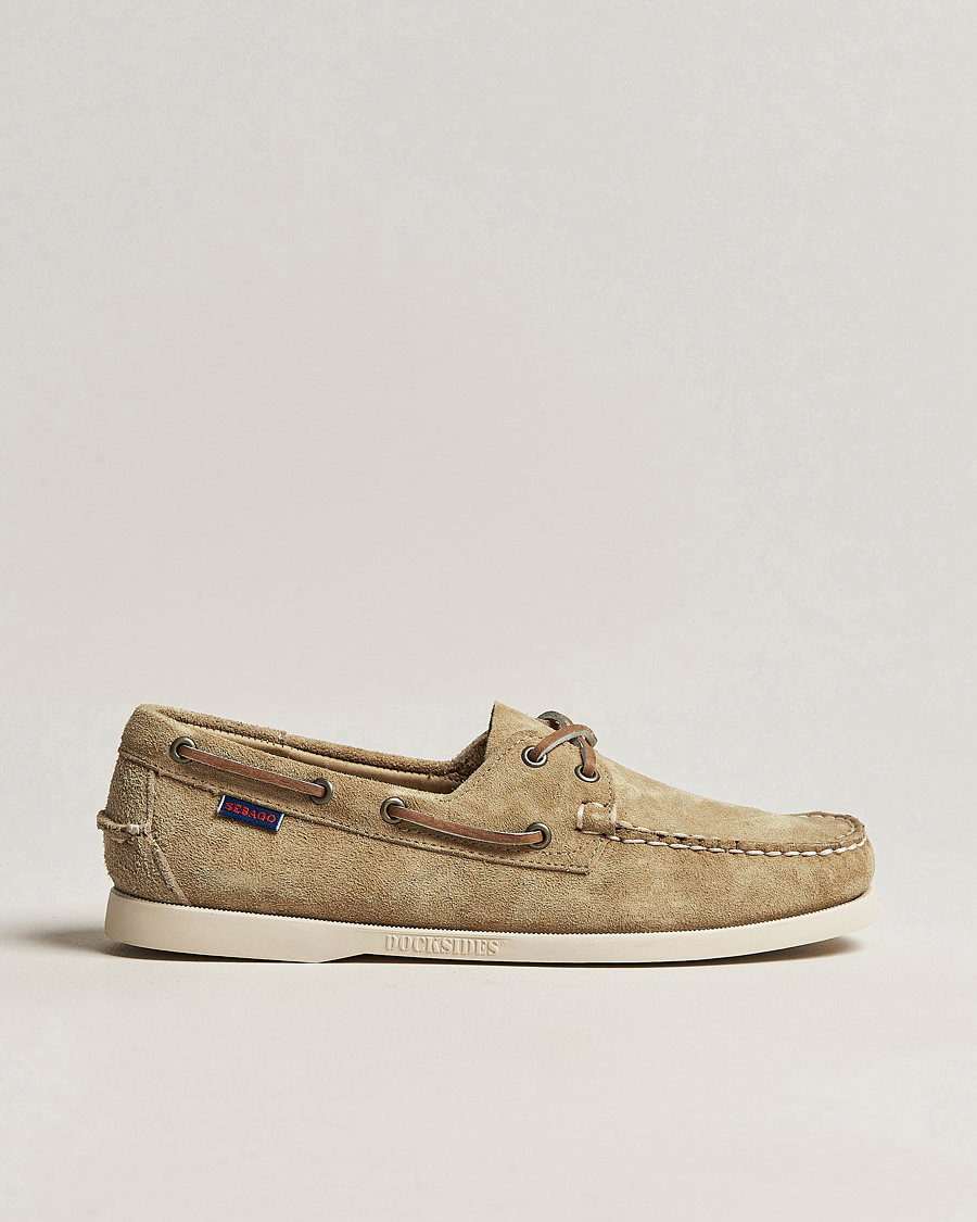 Sebago Docksides Suede Boat Shoe Beige - CareOfCarl.dk