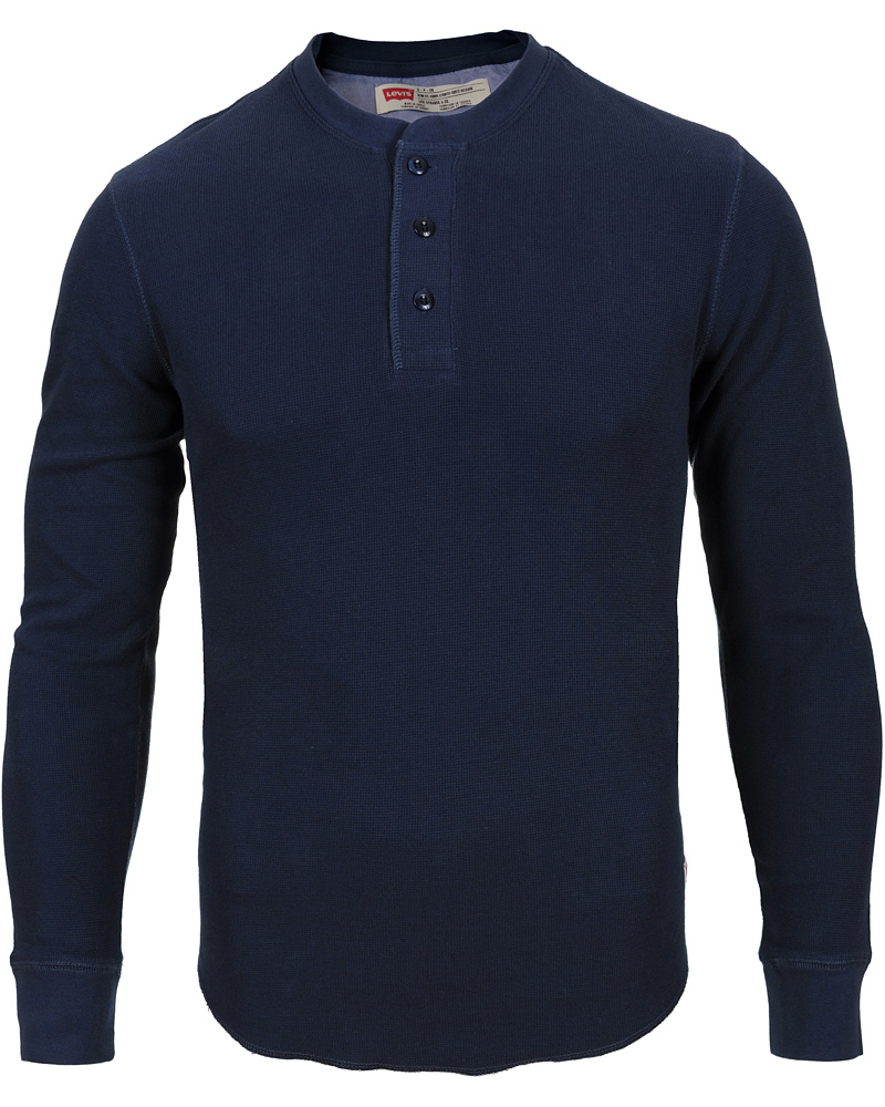 Herre | Trøjer | Levi's | Levis Long Sleeve Slim Waffle Henly Dress Blues