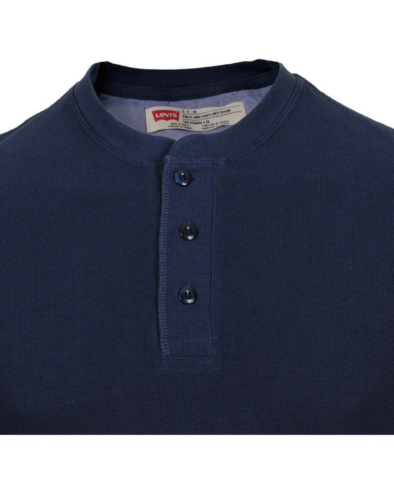 Herre | Trøjer | Levi's | Levis Long Sleeve Slim Waffle Henly Dress Blues