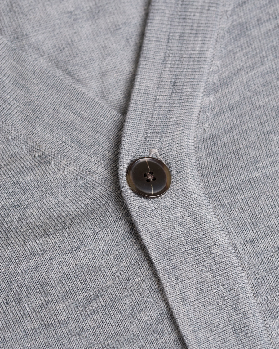 Herre | Trøjer | Filippa K | Fine Merino V-Neck Cardigan Grey Melange