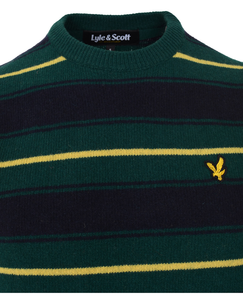 Herre | Trøjer | Lyle & Scott | Crew Neck Stripe Pullover Scotts Green