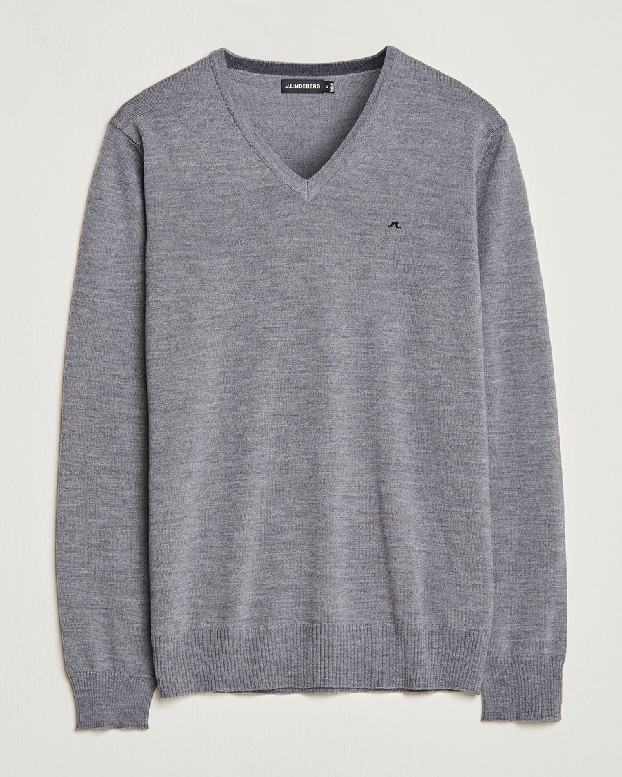 Herre |  | J.Lindeberg | Lymann True Merino V-Neck Pullover Grey