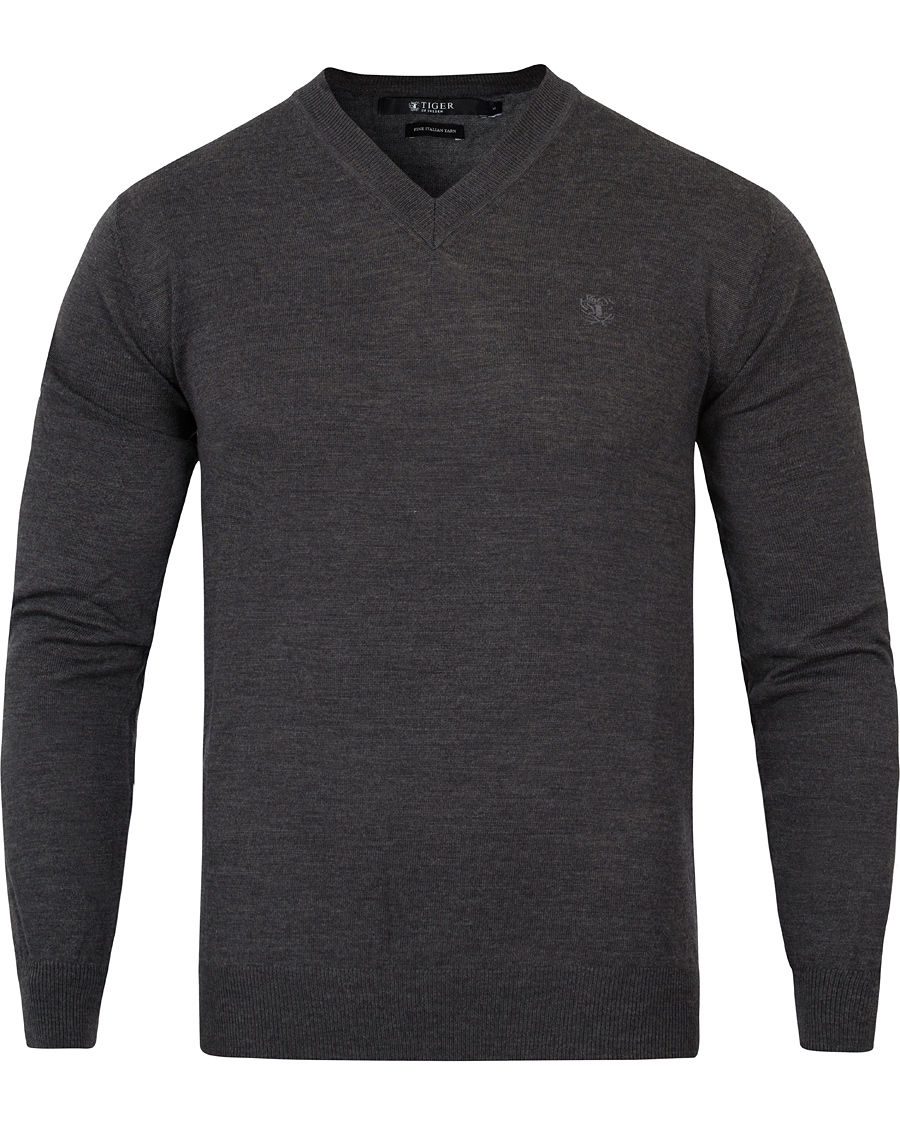 Herre | Trøjer | Tiger of Sweden | Harvard V-Neck Pullover Dark Grey