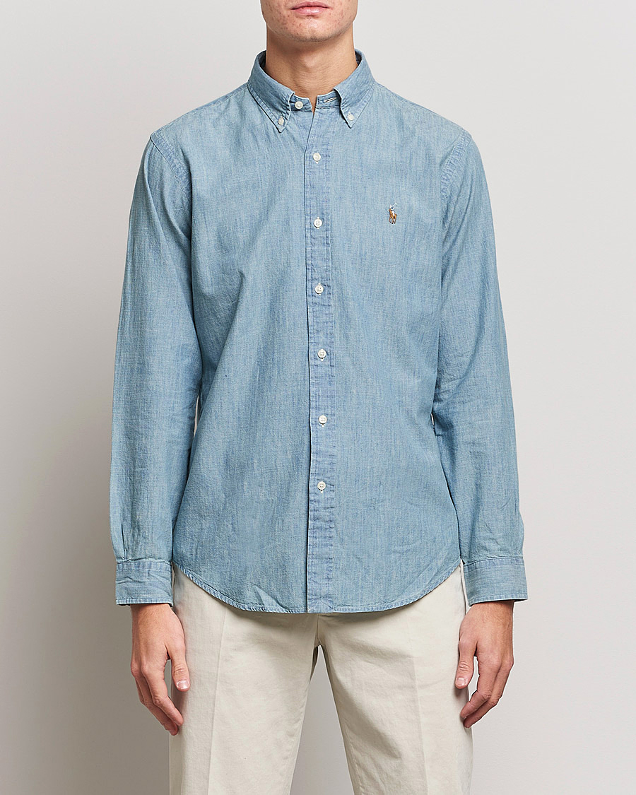 Herre | Preppy Authentic | Polo Ralph Lauren | Custom Fit Shirt Chambray Washed