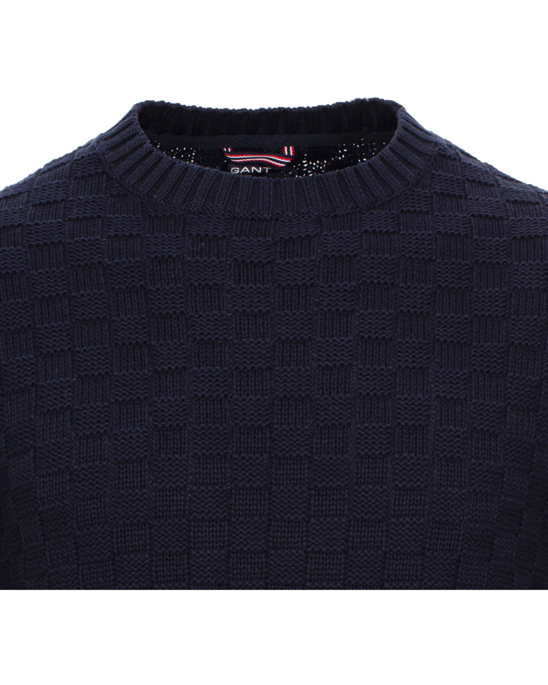 Herre | Trøjer | GANT | Cotton Basket Knit Crew Sweater Blue Iris
