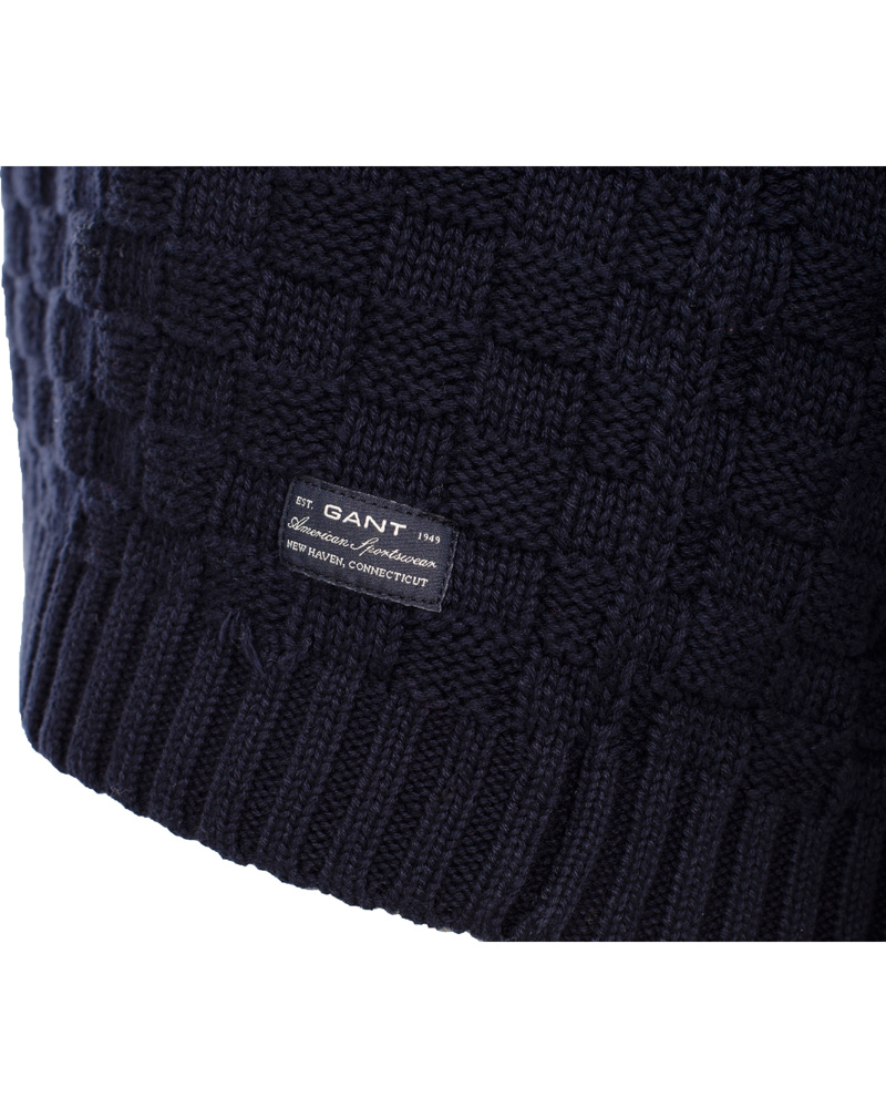 Herre | Trøjer | GANT | Cotton Basket Knit Crew Sweater Blue Iris