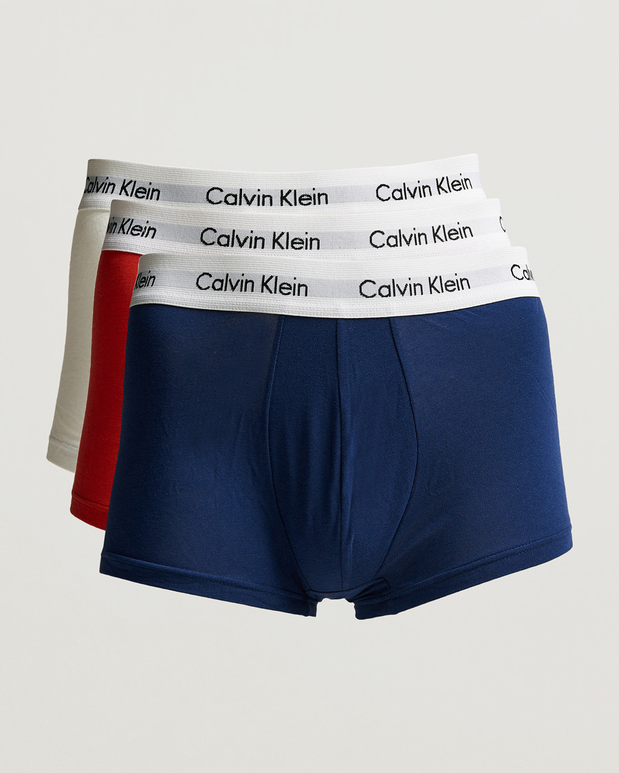 Herre | Undertøj | Calvin Klein | Cotton Stretch Low Rise Trunk 3-pack Red/Blue/White