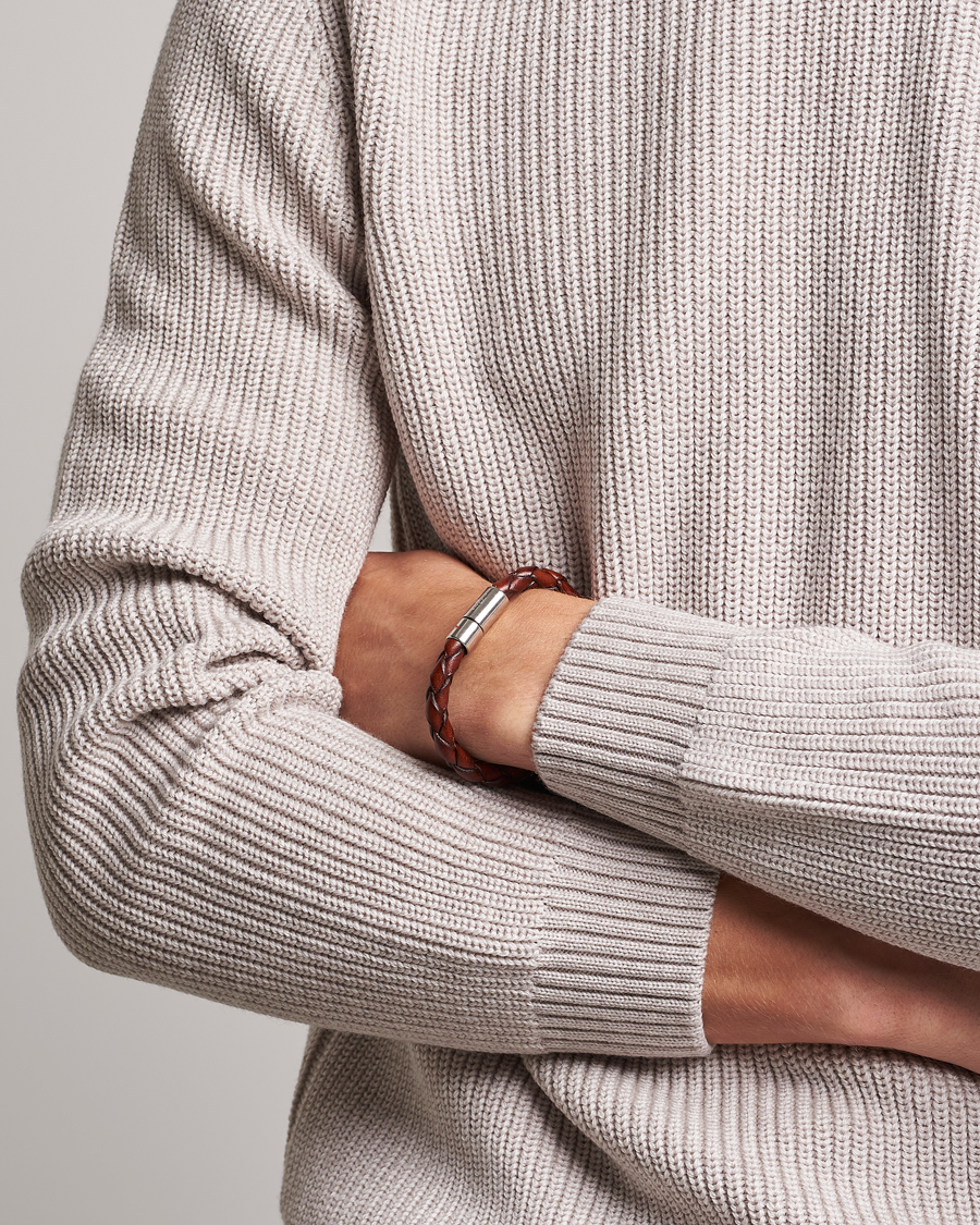 Herre |  | Skultuna | Leather Bracelet Plaited 7 by Lino Ieluzzi Brown