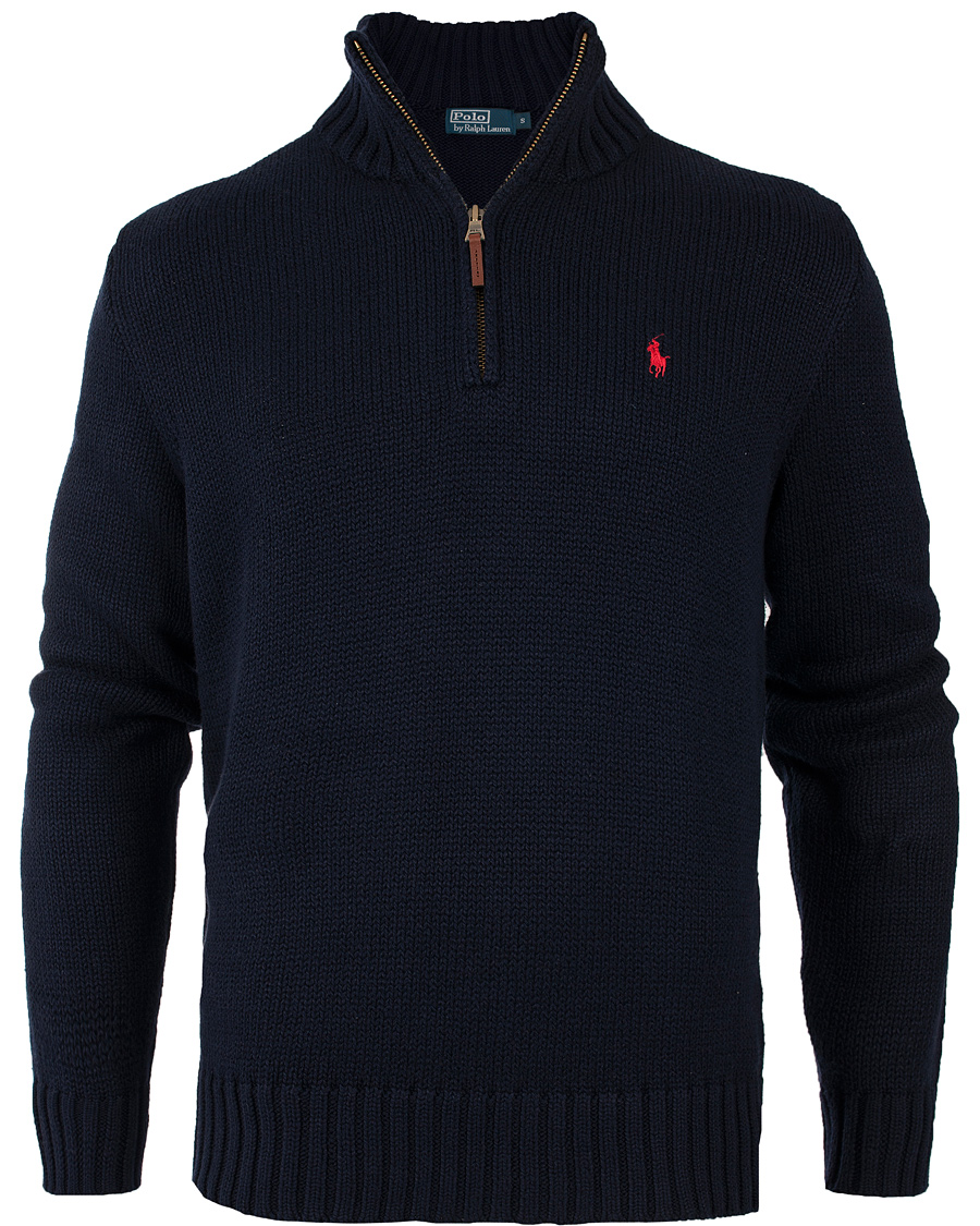 Herre | Trøjer | Polo Ralph Lauren | Half Zip Cotton Sweater Hunter Navy