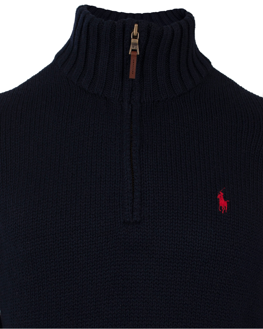 Herre | Trøjer | Polo Ralph Lauren | Half Zip Cotton Sweater Hunter Navy