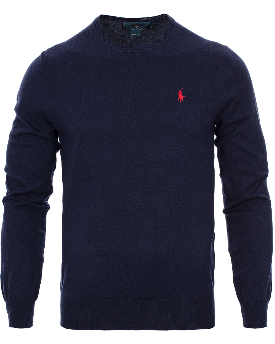 Herre | Trøjer | Polo Ralph Lauren | Slim Fit Pima Cotton Crew Neck Pullover Hunter Navy