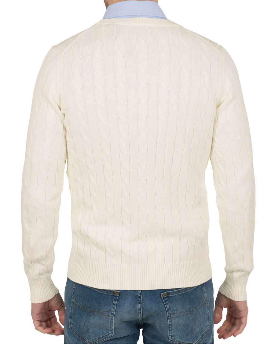 Herre | Trøjer | GANT | Cotton Cable Crew Pullover Cream