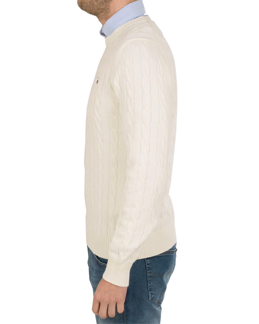 Herre | Trøjer | GANT | Cotton Cable Crew Pullover Cream