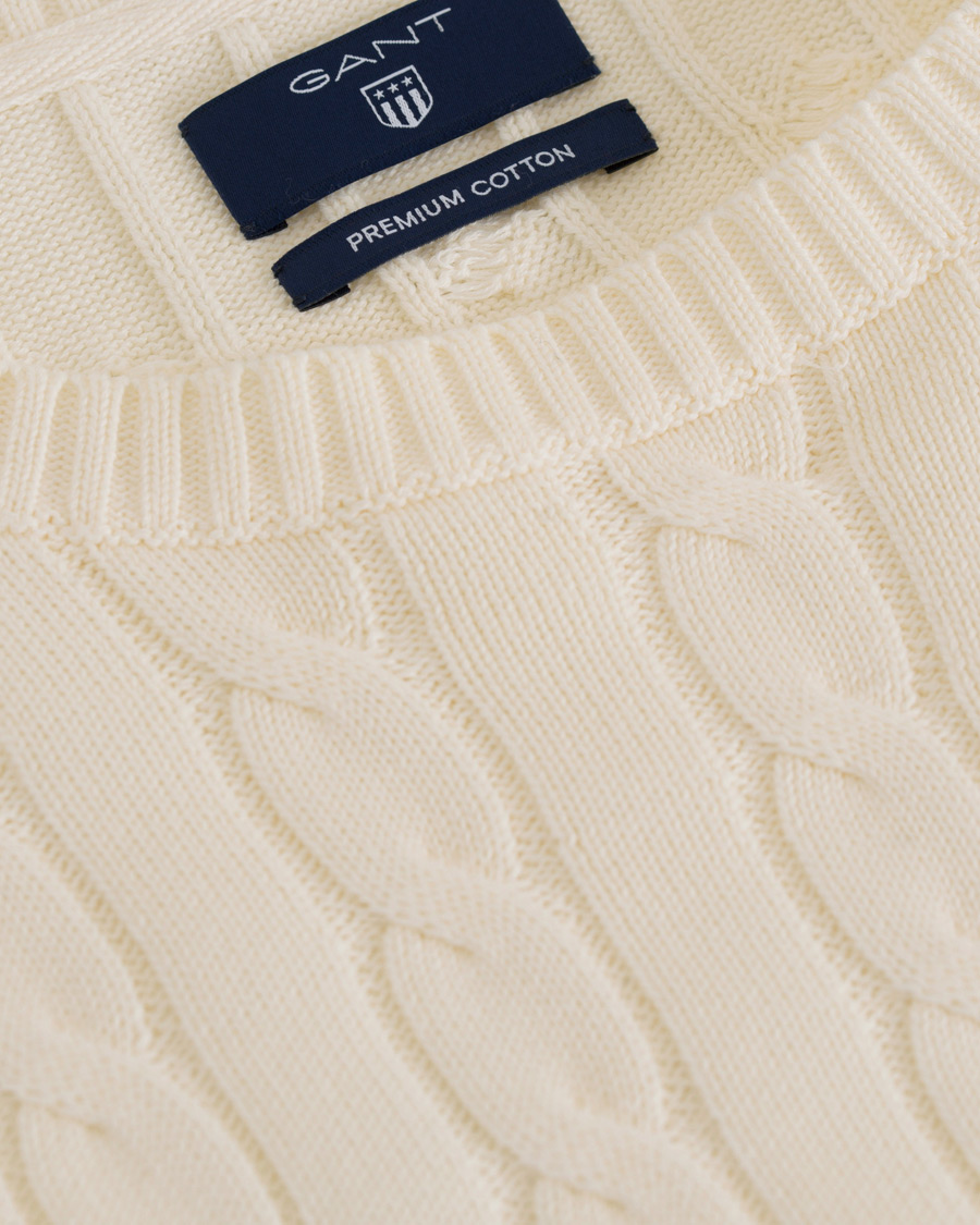 Herre | Trøjer | GANT | Cotton Cable Crew Pullover Cream