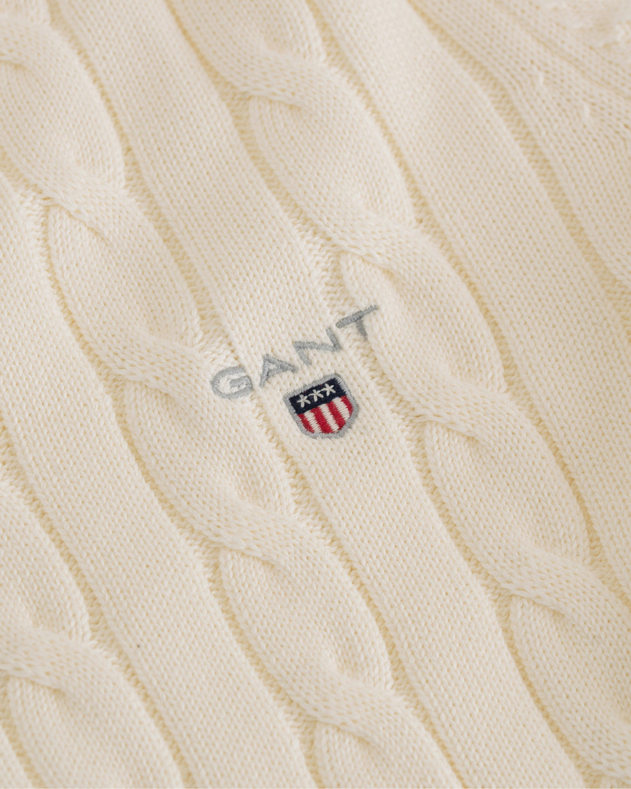 Herre | Trøjer | GANT | Cotton Cable Crew Pullover Cream
